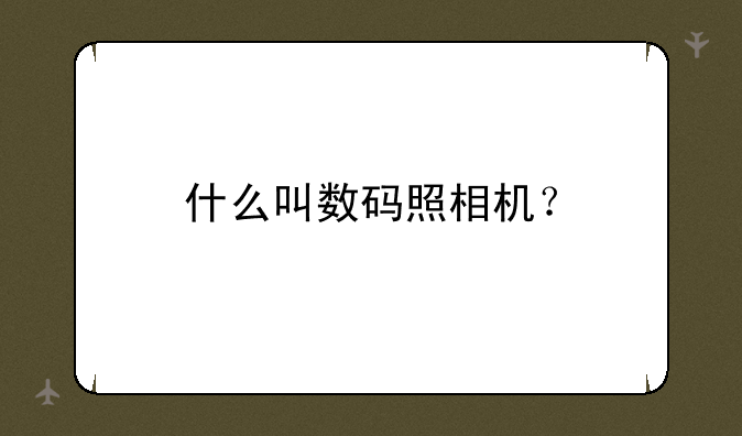 什么叫数码照相机？