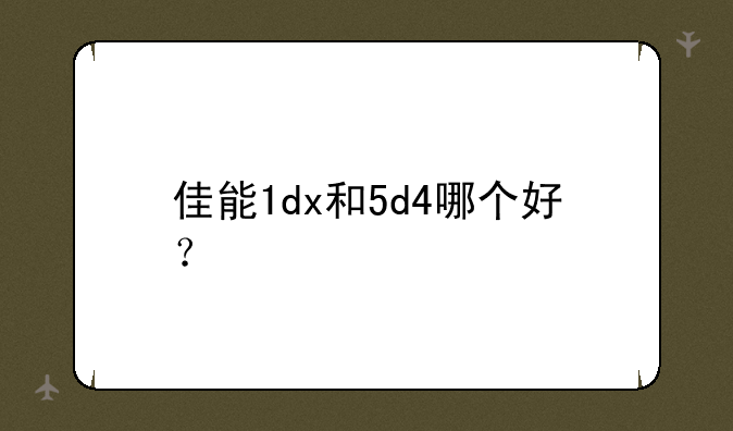 佳能1dx和5d4哪个好？