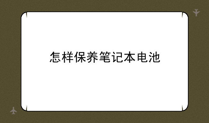怎样保养笔记本电池