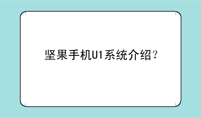 坚果手机U1系统介绍？