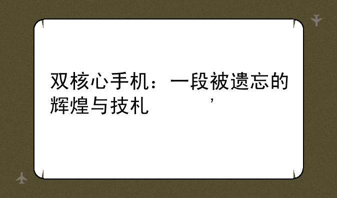 双核心手机：一段被遗忘的辉煌与技术沉思