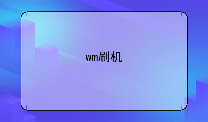wm刷机