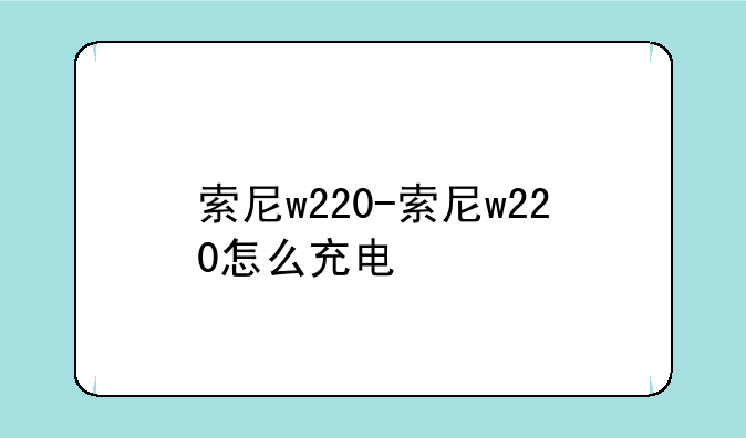 索尼w220-索尼w220怎么充电