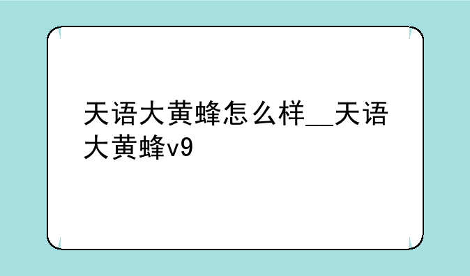 天语大黄蜂怎么样__天语大黄蜂v9
