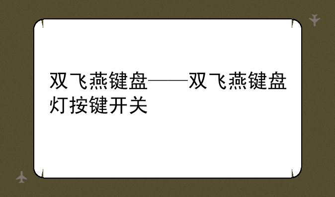 双飞燕键盘——双飞燕键盘灯按键开关